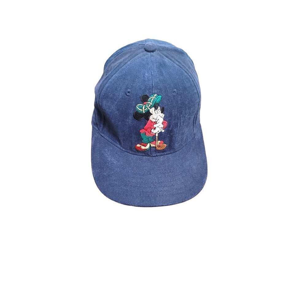 Disney Store Mickey Mouse Hat Mens OSFA Navy Blue Corduroy Vintage Made in USA